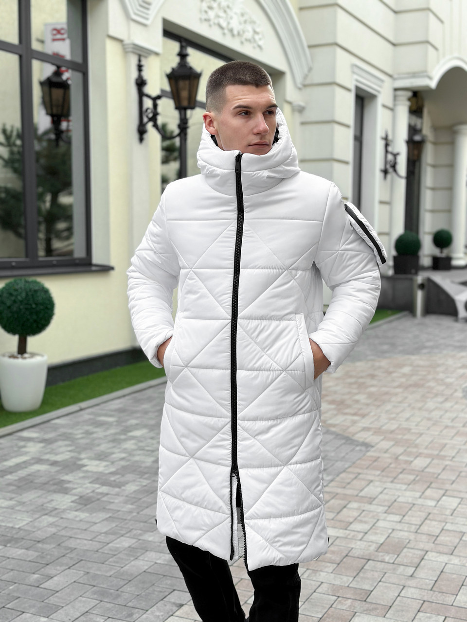 Чоловіча зимова куртка подовжена до -25°C тепла zmist біла пальто чоловіче зимове парка зима, фото 1