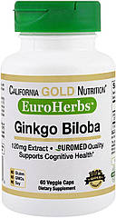 Ginkgo Biloba Extract, EuroHerbs 120 mg, 60 Veggie Capsules