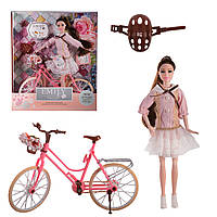 Кукла "Emily" QJ077 (48шт/2) с велосипедом и аксессуарами,шарнир, в кор.33*28*6см