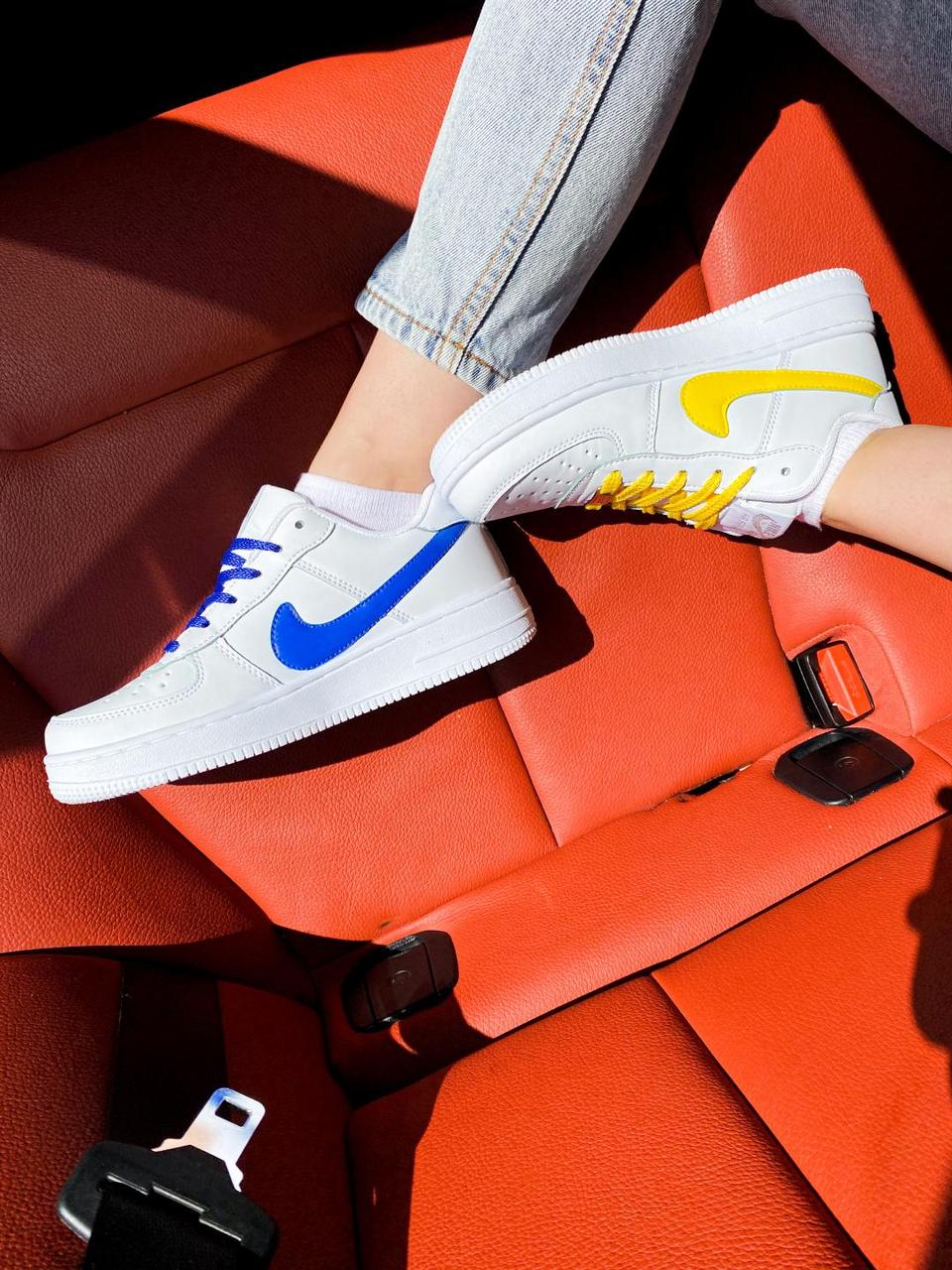 Yellow white and blue air force ones 2025