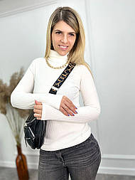 Жіночий гольф у рубчик "Made" Батал 50-52, Молочний