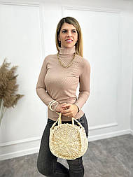 Жіночий гольф у рубчик "Made" Батал 50-52, Бежевий