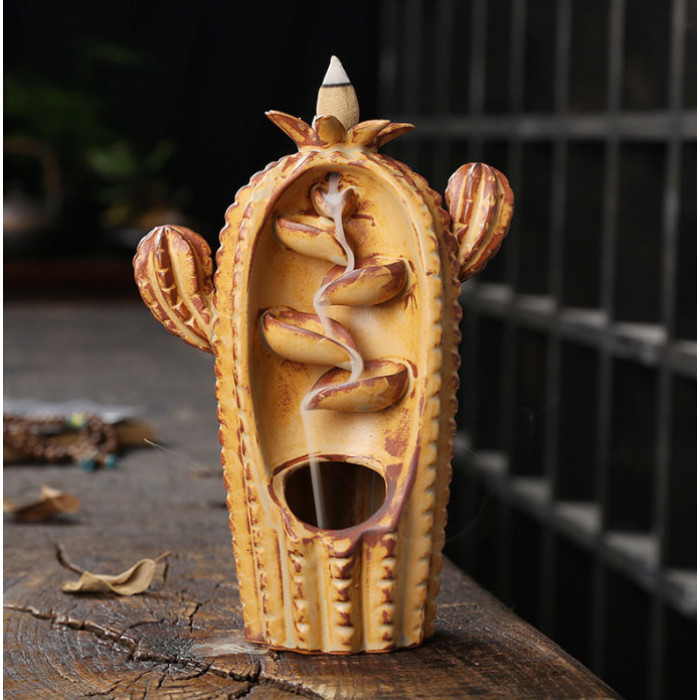 Підставка "Рідкий дим" кераміка "Кактус" Жовтий 13*8*18см.