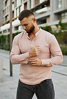 Рубашка мужская классическая с длинным рукавом Florida розовая Рубашка хлопковая повседневная