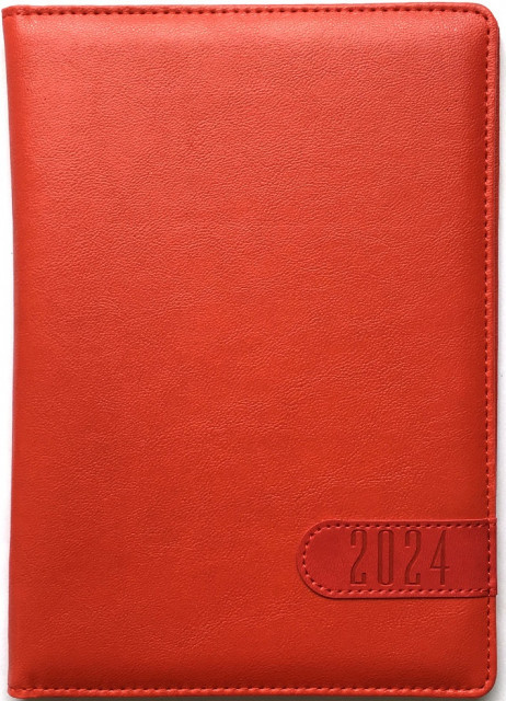 Щоденник датований на 2024 рік А5 160 аркушів, лінія Fresh штучна шкіра червоний, фото 1