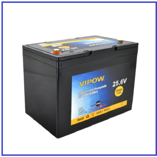 Акумуляторна батарея Vipow LiFePO4 25.6V 30Ah ВМS 25A (260х168х210) до 3000 циклів, фото 1
