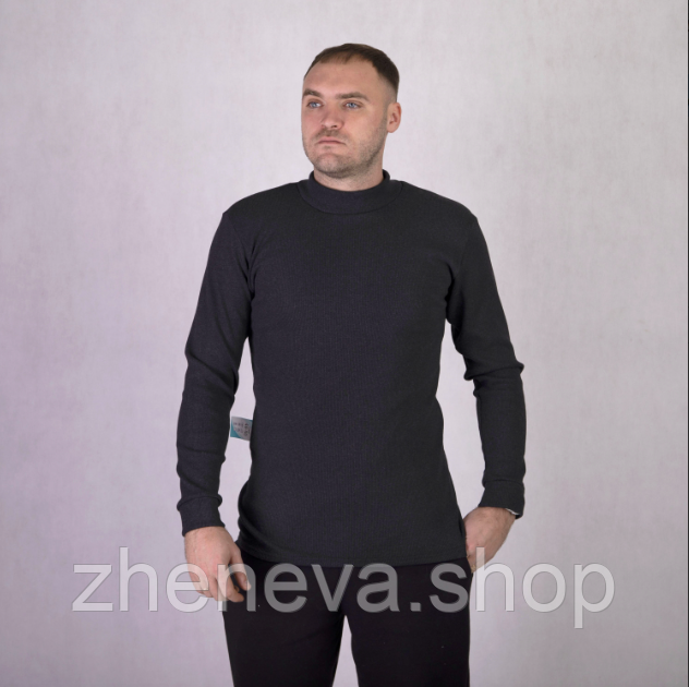 Чоловіча тепла водолазка з начосом рубчик "Мокрий асфальт" р. 44-56, фото 1