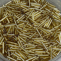 Бісер Preciosa 952\5\17020, стеклярус 12 мм, блискучий, золото, 5 грам, Золотий