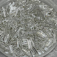 Бісер Preciosa 951\5\78102, стеклярус 12 мм, блискучий, сріблястий, 5 грам, Сріблястий