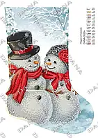 Новорічний чобіток (заготовка під вишивку) Пара сніговиків