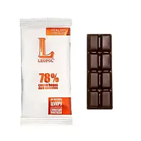 Шоколад чорний БЕЗ ЦУКРУ з тертих какао-бобів 78%, 25 г, LEOPOL