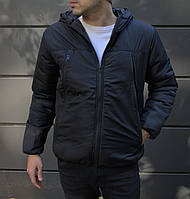 Мужская теплая куртка чёрная , большие карманы , с капюшоном M