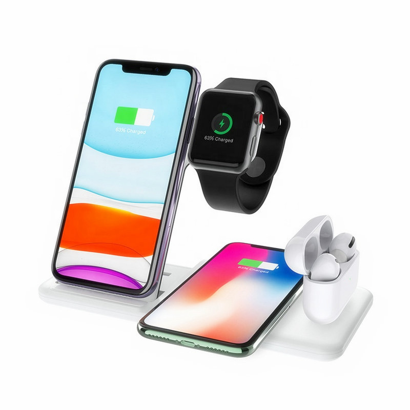 Бездротовий зарядний пристрій 4в1 iPhone+Apple Watch+AirPods Біла