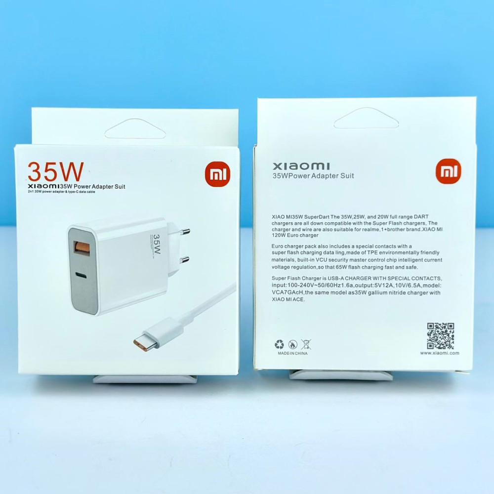 Мережевий зарядний пристрій для Xiaomi Mi 35W 2 in1 USB+USB-C & data cabel Type-C