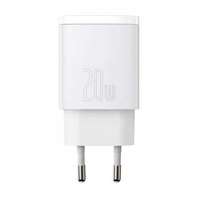 Мережевий Зарядний Пристрій Baseus Compact Quick Charger 20W QC+ PD (1Type-C + 1USB) white