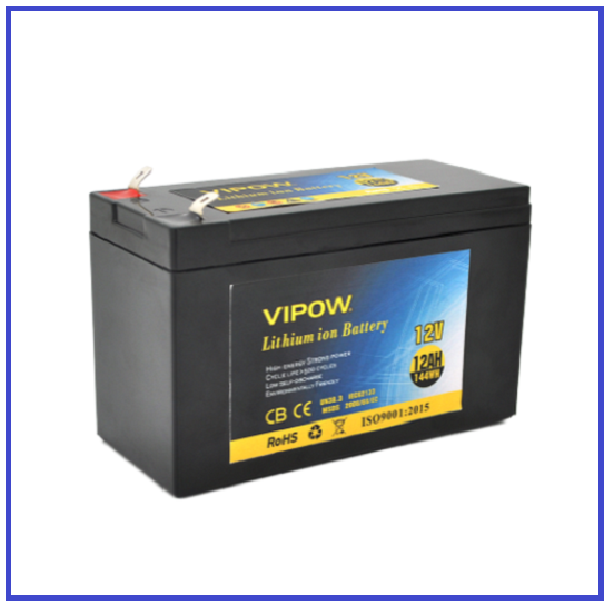 Акумуляторна батарея літієва Vipow 12V 12Ah з елементами Li-ion 18650 (151х65х94(100)