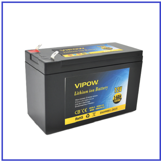 Акумуляторна батарея літієва Vipow 12V 14Ah з елементами Li-ion 18650 (151х65х94(100), фото 1