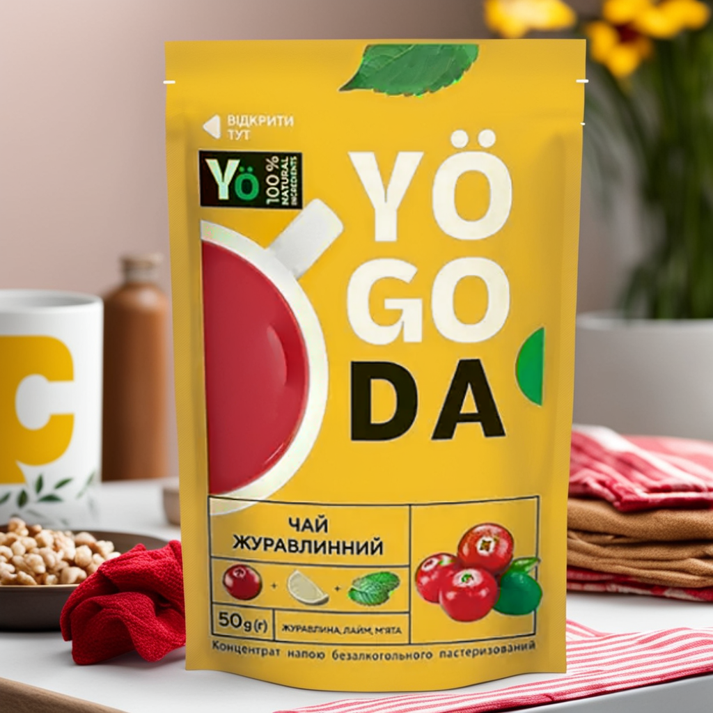 Натуральний концентрат для чаю журавлинний (з лаймом і м'ятою) 0,050 Дой Пак ТМ Yogoda / Концентрований чай