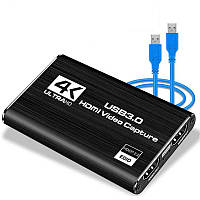Зовнішня карта відеозахоплення 4K HDMI в USB 3.0 з мікрофонним входом та виходом на навушники, пристрій відео оцифрування ( 4K