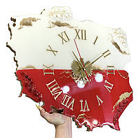 Часы настенные 50х37 см Карта Польши из эпоксидной смолы
