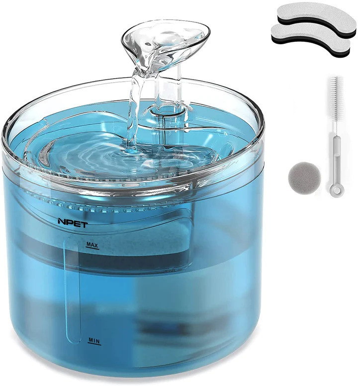 Фонтан-поїлка для котів NPET WF100 1.6L з фільтром, Синій