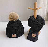 Набор шапка и шарф для девочки Теплый комплект на девочку Стильный комплект (шапка + шарф)