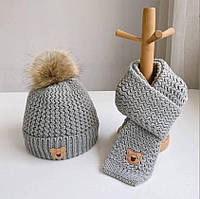 Теплый комплект для девочки шапка и шарф Очень красивый набор на девочку Набор зимний девочкам