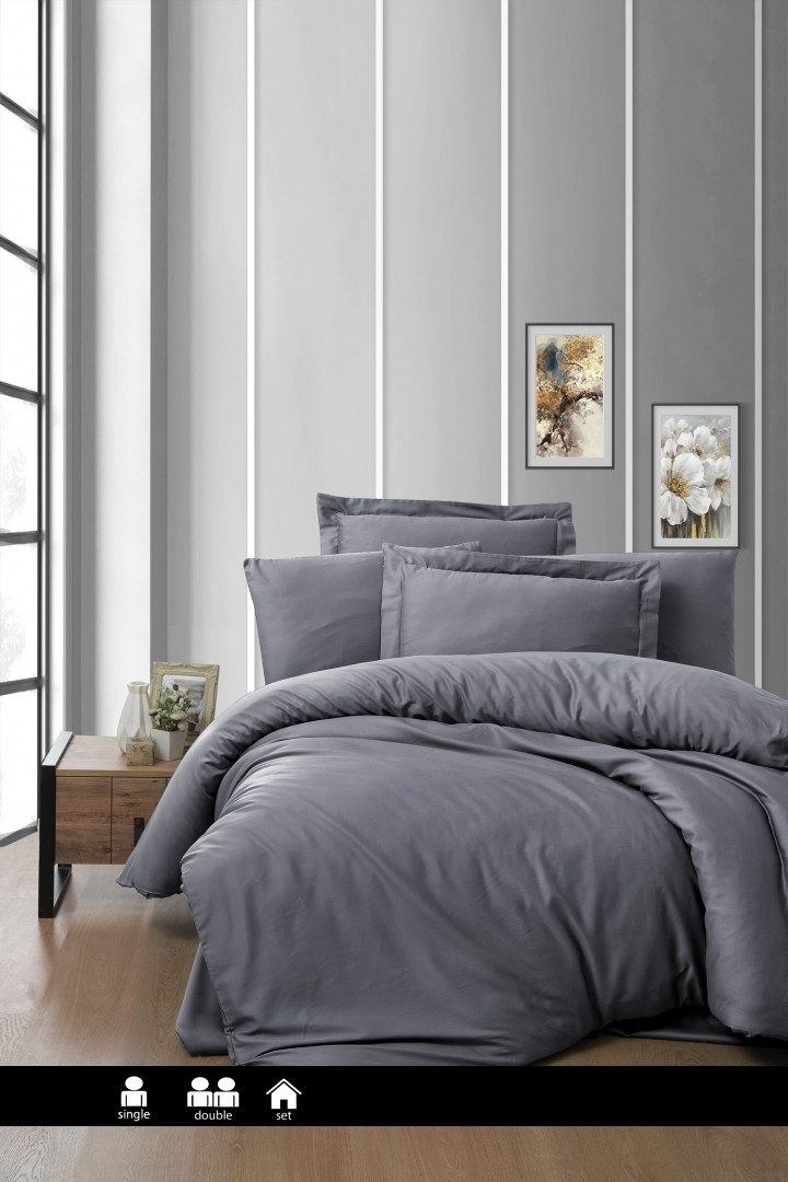 Сімейна Постільна Білизна First Choice Cotton Satin Snazzy Quicksilver 160х220см (2 шт)