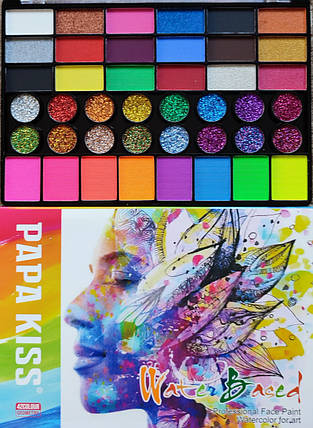 Аквагрим Papa Kiss Water Based набір 42 кольори, фото 1