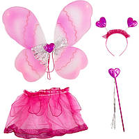 Детский карнавальный набор крылышки с юбкой обручем и крылышками розовый