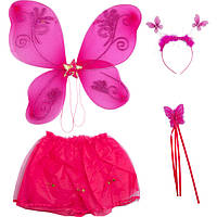 Детский карнавальный набор бабочки: палочка, юбка с розочками, крылья, обруч