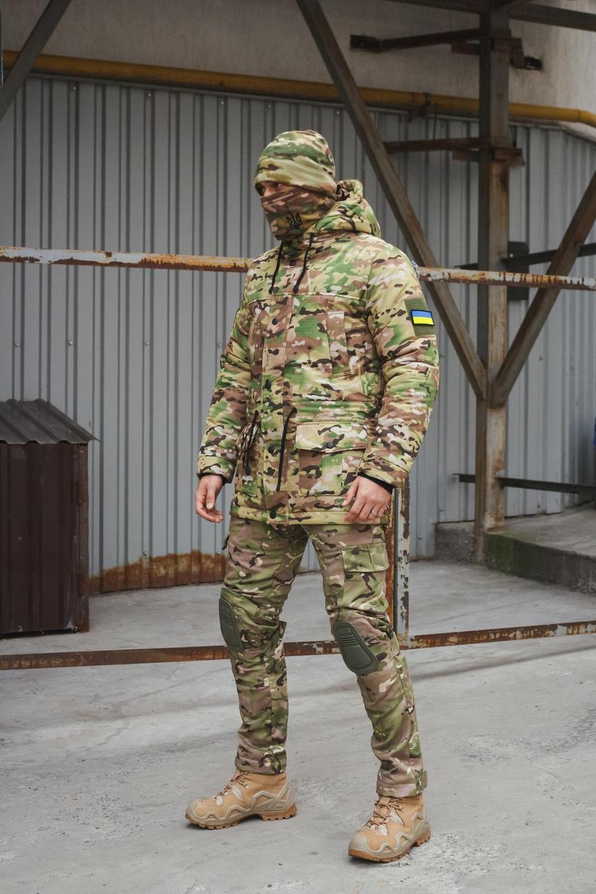Комплект зимового одягу для військовослужбовця ВСУ Protect мультикам куртка-бушлат штани й баф у подарунок