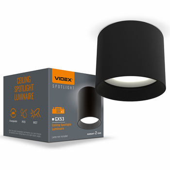 LED Світильник під лампу GX53 накладний чорний VL-SPF15A-B Videx