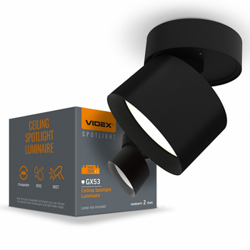 LED Світильник під лампу GX53 поворотний чорний VL-SPF18B-B Videx