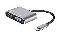 Адаптер 4 в 1 Type-C to HDMI+VGA+USB 3.0+Type C