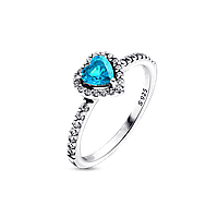 Серебряное кольцо "Голубое сердце"