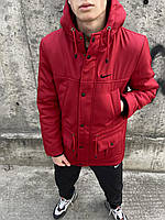 Куртка парка зимняя мужская Nike червона, куртка парка зима довга найк