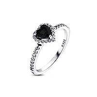 Серебряное кольцо "Черное сердце"
