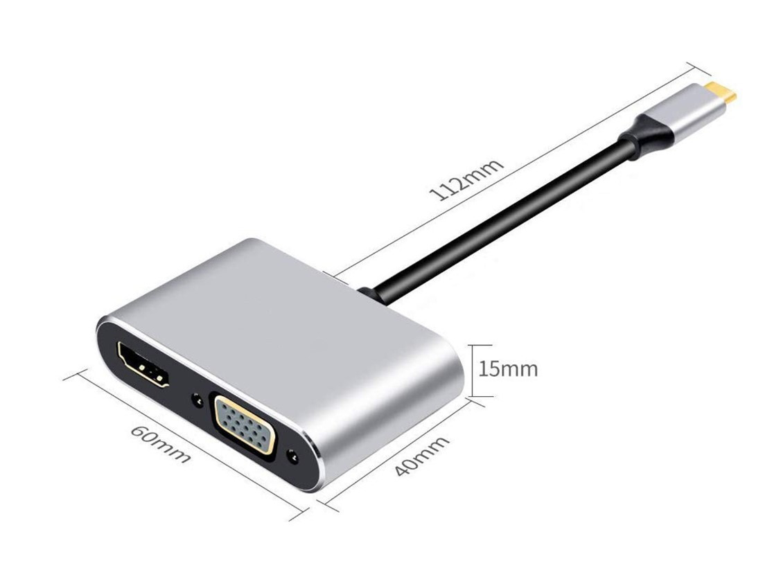 Адаптер 4 в 1 Type-C to HDMI+VGA+USB 3.0+Type C - фото 3 - id-p1996271292