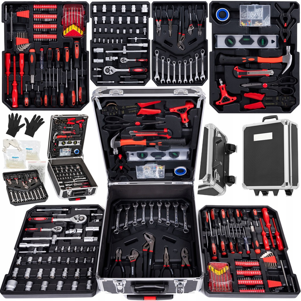 Набір інструментів у валізі професійний 1000 елементів універсальний Kanwod Task Master для будинку, авто, фото 1