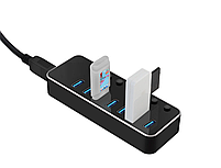 USB хаб Deepfox RSH-518 USB 3.0 7 портів з блоком живлення hub концентратор алюмінієвий, фото 10