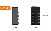 USB хаб Deepfox RSH-516 USB 3.0 4 порти з блоком живлення hub концентратор алюмінієвий, фото 6