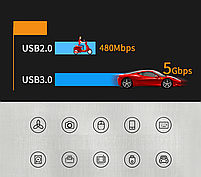 USB хаб Deepfox RSH-516 USB 3.0 4 порти з блоком живлення hub концентратор алюмінієвий, фото 8