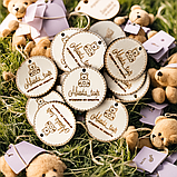 Персоналізовані дерев'яні круглі теги бирки для декору одягу, продуктів ручної роботи, фото 6