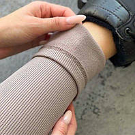 Жіночі трикотажні лосини на флісі в рубчик на високій посадці, Утеплені лосини рубчик