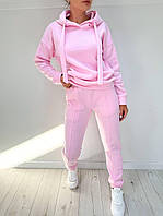 Стильний модний жіночий спортивний костюм з капюшоном (р.42-56). Арт-1601/47 рожевий