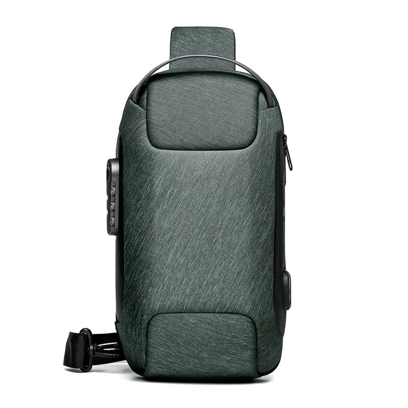 Чоловіча сумка-слінг через плече з USB-роз'ємом із захистом від крадіжки водонепроникна Weixier Зелений