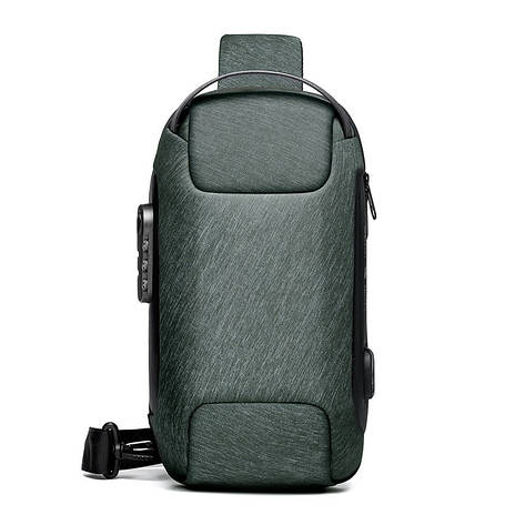 Чоловіча сумка-слінг через плече з USB-роз'ємом із захистом від крадіжки водонепроникна Weixier Зелений, фото 2
