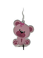 Акриловий топпер-свічка рожевий Ведмедик