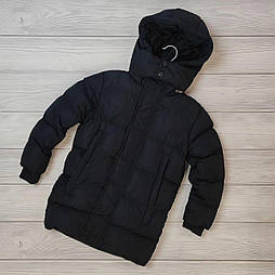 Тепла зимова подовжена куртка пуховик для хлопчика в синьому кольорі на 4 роки
